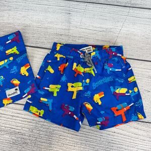 Boardies Boy's Blue Colorful Water Sprayer Printed Swim Trunks Size 2
